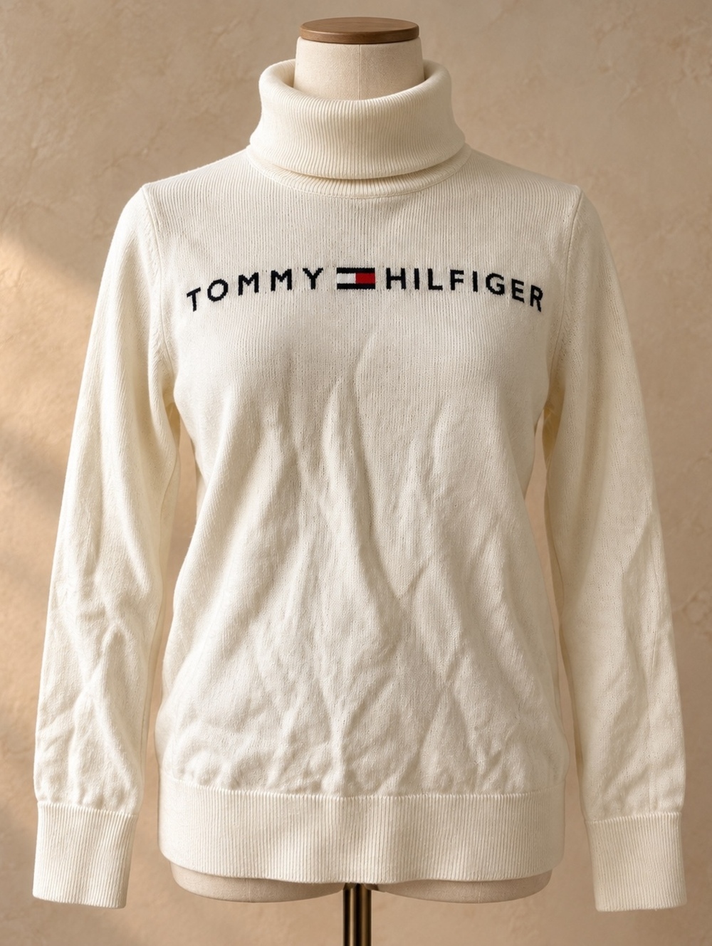 Tommy Hilfiger white logo turtleneck sweater size S P